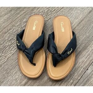 Women's Gacel Mila Brazil Black Leather Thong Sandal Brazil Size 35 US Size 5